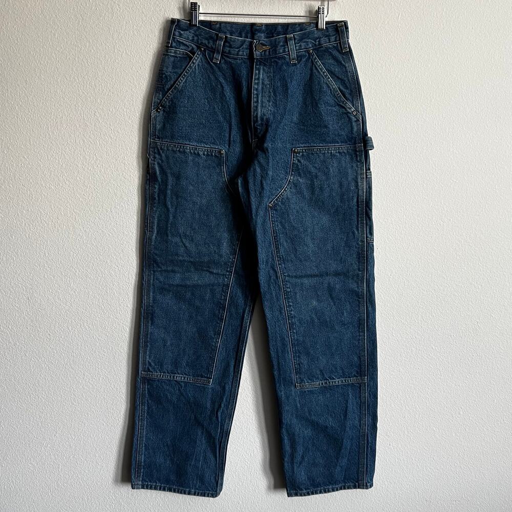 Carhartt B73 DST blue denim double knee work wear carpenter pants